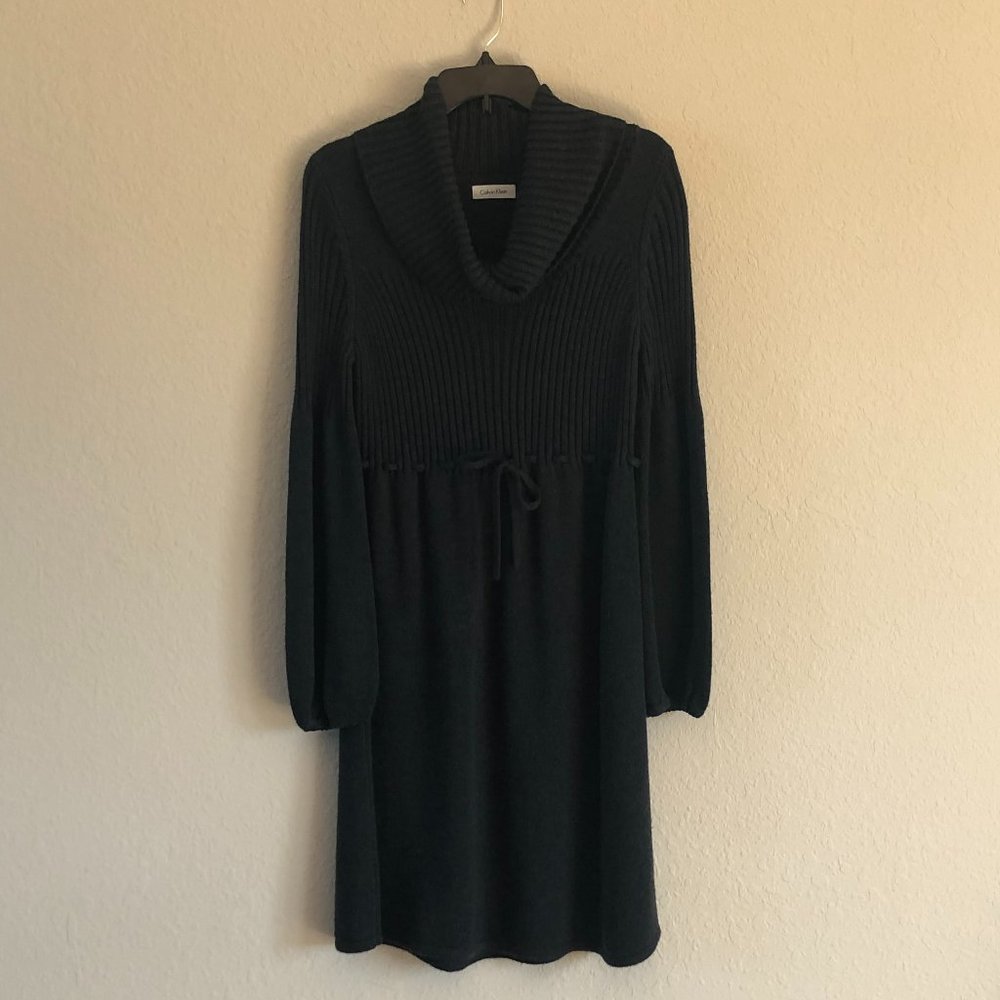 Calvin Klein gray cowl neck sweater dress size L